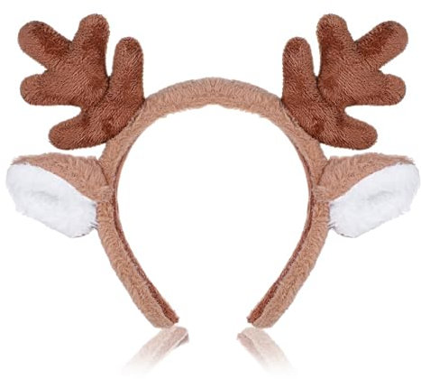 WLLHYF Rentier-Geweih Stirnband Weihnachts Haarreif Reh Geweih Hörner Haarreif Für Damen Kinder Reindeer Ears Antler Headband Haarschmuck Halloween Fasching Party Cosplay
