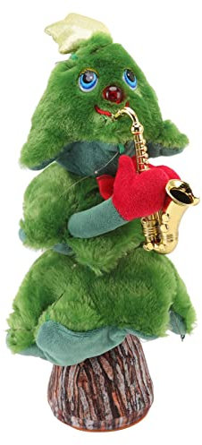 HELEVIA Árbol de Navidad Que Canta y Baila, 8 Canciones, árbol de Navidad Eléctrico para Juguetes de árbol de Navidad (Árbol de Navidad con tocón de saxofón)