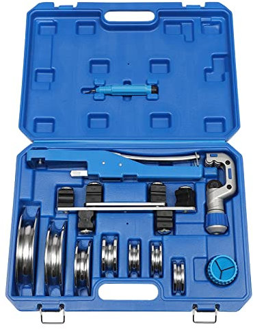 Mermajestic Rohrbieger-set, Rohrbiegemaschine, Handrohrbieger Satz 6-22mm Rohrbiegegerät bis 90°, Entgratwerkzeug, Praktischer Rohrschneider, Multi-Spezifikation Zubehör,Alu Verbundrohr (Blau)