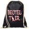 Print Deluxe Rucksack bedruckt mit Spruch, Beutel Tier, Hipster, Sportbeutel, Turnbeutel, Sprüche Jute Beutel, Zuziehbeutel mit Kordeln (Schwarz)