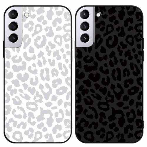 Yoedge 2 Stück HandyHülle für Samsung Galaxy S21+ (5G) Hülle 6,7, Schutzhülle für Samsung S21+ 5G Case 3D Leopard Muster Design Aesthetic Mädchen Junge Geschenk Weich Silikon Stoßfest Cover, Schwarz