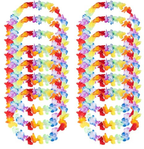 12 Stück Hawaii Ketten, Blumenketten Blumen Girlande, Hawaii Party Hawaii Deko, Luau Party Hawaii Bunten Girlanden, Hawaiiketten Hawaii Blumen Halskette für Hawaiian Beach Party Deko Accessoires