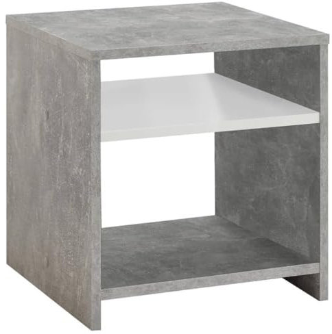 KLYEON FMD Table Basse avec étagère Gris béton et Blanc,Table Basse Design avec étagère Salon Gris béton Tables Basses et Tables d'appoint