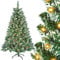 Soontrans Pre-lit Weihnachtsbaum mit Beleuchtung Winterzauber Künstlicher Weihnachtsbaum mit Gefrostete Spitzen & 180 Warmweiß LEDs mit 8 Leuchtmodi & 367 PVC-Zweigen & 20 Tannenzapfen (H150 cm