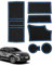 LANGBEAN Tapis Anti-poussière pour Peugeot 208 e-208 2008 e-2008 2020-2024 2025 6PCS Tapis en Caoutchouc Antidérapant pour Console Centrale Boîte de Rangement Porte Gobelet Boite à Gants, Noir & Bleu