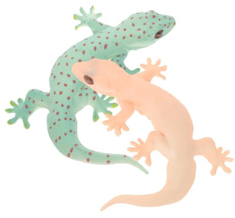 QUMIIRITY Simulations Eidechsenfigur PVC 2 Stück Realistisch Lebensnah Deko Und Spielzeug Für Kinder Balkon Garten