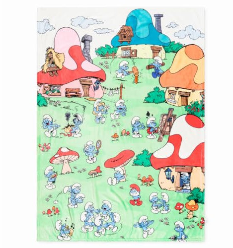 Franco Collectibles The Smurfs Bedding Überwurf, superweich, gemütlich, Plüsch, 116,8 x 152,4 cm, offizielles Lizenzprodukt