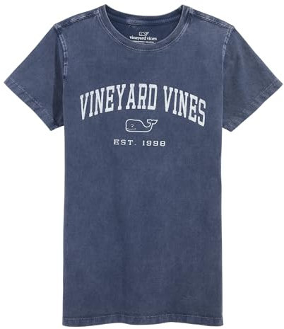 vineyard vines Women's Drift Dye Heritage Arch Logo Short-Sleeve Tee, Nautical Navy, S