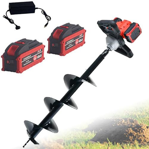 XCSCUK Electric Post Hole Digger,Electric Auger Cordless Power Head,Earth Auger Fence Post Hole Borer, for Installing Fence Post Drilling (6CM drill bit)