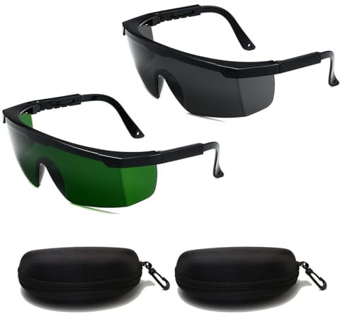 Pabbyeey 2x IPL Schutzbrille + Box Laserbrille 190-2000nm für Haarentfernung & Rotlichtlampe UV/IR Schutz mit Atmungsaktiv & Leichtgewicht (Schwarz/Grün)
