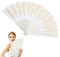 BelleVive Foldable Fan, Chinese Hand Fan, Hand Fan for Women, Foldable, Large, Handmade, Portable for Summer, Dancing, Cosplay, Party, Wedding, Dance (White)