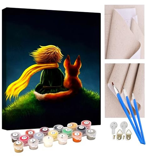 KANGBAWA Peinture Par Numero pour Adulte und Enfant Débutants Kit de Bricolage Peinture à l'huile Le Petit Prince sur Toile avec Acrylique et Pinceaux 40 x 50cm (sans Cadre)