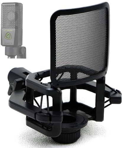 Hxszk Mikrofon-Stoßdämpferhalterung mit Filtersieb für Lewitt Ray/LCT 240 Pro/440 Pure und die meisten quadratischen Mikrofone – Anti-Vibrations-Mikrofonstoßhalterung, Pop-Filter, Universalclip (23,5