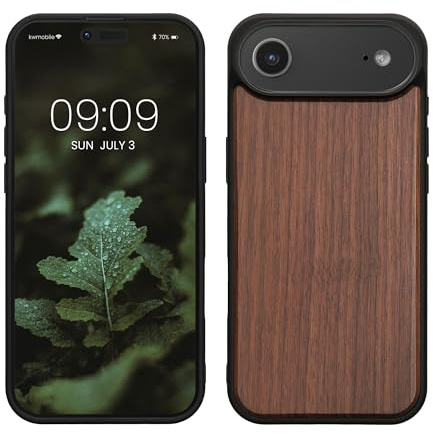 kwmobile Hülle kompatibel mit Apple iPhone Air Hülle - Holz Case - stoßfestes Handy Cover - TPU Handyhülle in Dunkelbraun