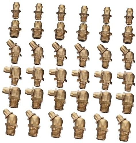 LOLIPPYY Jeu de Raccords Graisseurs Cuivre Embouts Graissage Droits et Coudés Robustes pour Entretien Automobile