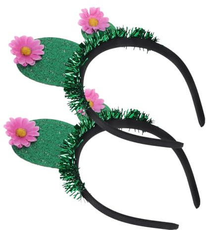 SEWACC Glitzerndes Kaktus Haarband aus Filz Festlicher Haarreif für Damen Party 2 Stück