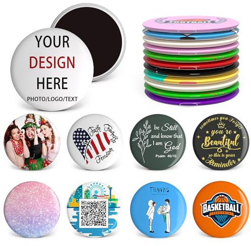 Individuelle Kühlschrankmagnete im Großpack, Packung mit 10-100 personalisierten Fotomagneten mit Ihrem Bild/Logo/Text, runder Kühlschrankmagnet als personalisiertes Geschenk für Hochzeitsfeier