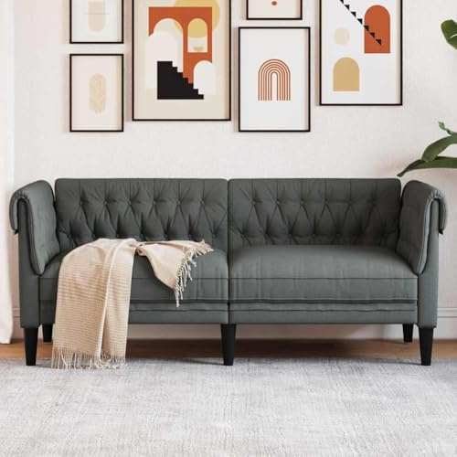 Mimdixy Kleine Sofa Küchenbank,Chesterfield-Sofa Dunkelgrau 182,5 x 74,5 x 74,5 cm Stoff