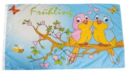 Fahne Flagge Frühling 2 Vögel - 90 x 150 cm
