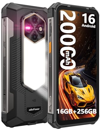 Ulefone Rugking 5 Pro Rugged Smartphone Android 16, 20000mAh Telefono Indistruttibile 16GB+256GB/2TB, 1000LM Super Torcia, 6.78''HD+, 64MP+20MP Visione Notturna Cellulare 4G Dual SIM/3 Slots/NFC