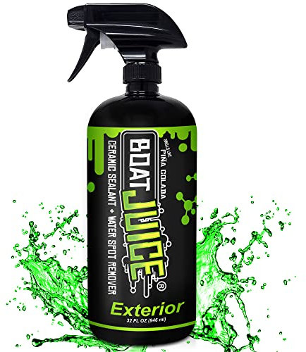 Boat Juice 2in1 Exterior Boat Cleaner & Protectant Spray | Water Spot Remover with SiO2 Ceramic Sealant | Pina Colada Scent | Marine Detailing & Boat Cleaning Supplies | Made in USA (32oz)