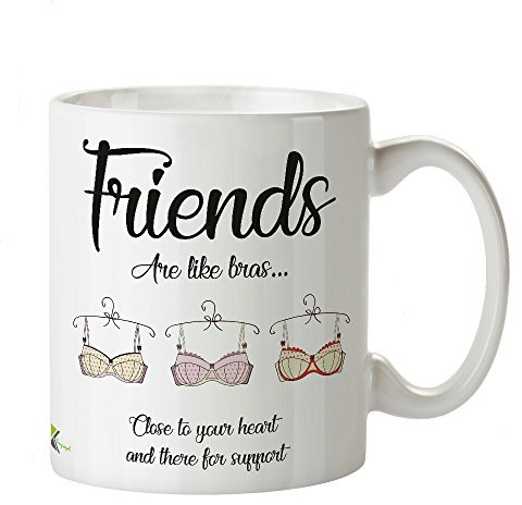 Kruzroyal DZ279 Friends are Like Bras... Close to Your Heart and There for Support Funny Novelty Great Gift Idea Coffee Tea Mug | Gift for Best Friend, Bestie, Women