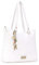Catwalk Collection Handbags - Sac Porté Èpaule Femme Cuir - Sac Cabas Matelassé - Sac Fourre Tout Fermeture Éclair - Grand/Moyen - SOFIA - Blanc