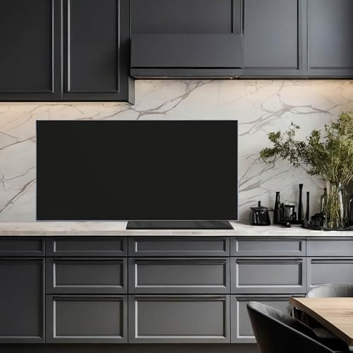 banjado Küchenrückwand Glas ohne Bohren 110x55cm – Glasrückwand Küche mit Motiv Tiefschwarz/Spritzschutz Küchenrückwand Glas/selbstklebende Küchenrückwand Platte - magnetisch & beschreibbar