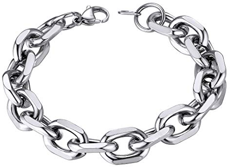 ChainsHouse Armband Herren Rolo Kette Armband Edelstahl Männer Ersatzkette Kettenarmband 12mm Damen Rolokette Gliederarmband Silber Ankerkette Gliederkette Armbänder Armkette Armschmuck für Party