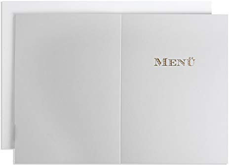 Betterpress® Menükarten mit Prägung Gold, 10 Stück, offen im Format DIN A4, geklappt im Format DIN A5, für Hochzeiten und andere Feste (Chevalier, Papier)
