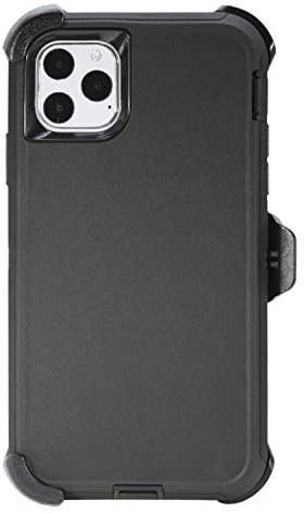 WallSkiN Turtle Series Gürtelclip Holster Hüllen für iPhone 11 Pro Max (6,5 Zoll), 3-lagige Ganzkörper-Schutz Defender Cover & Zertifizierte Stoß-, Fall-, Staubdicht, Schwarz