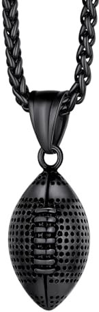 Richsteel schwarz Halskette mit Sport Rugby Anhänger Männer Sport Schmuck für Jungen Herren