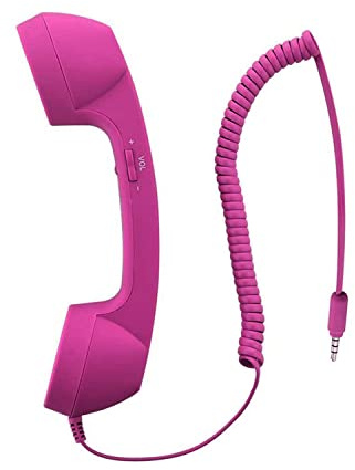 YTYKINOY Retro 3.5mm Telephone Handset Cell Phone Receiver Mic Microphone Speaker for iPhone iPad Mobile Phones Cellphone Smartphone (Hot Pink)