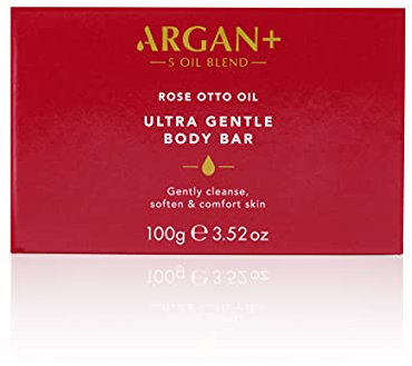 Argan+ Ultra Gentle Body Bar, Rose Otto Oil Hand & Body Bar Soap, 200ml