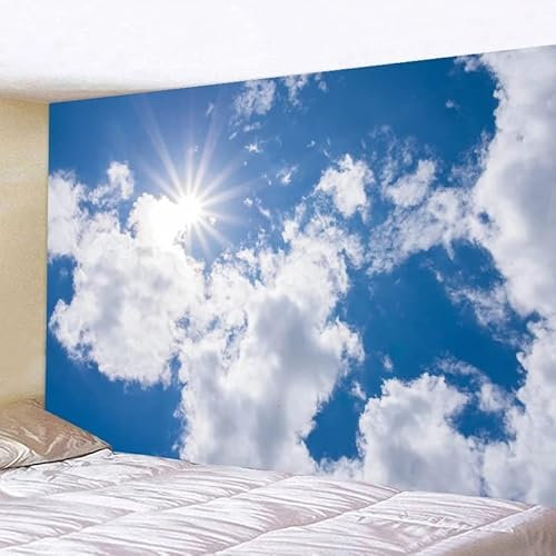 Wandteppich Wandtuch Sonne, Blauer Himmel Und Weiße Wolken 200x300cm Tapestry Wall Hanging Room Decor Aesthetic, Wanddeko Schlafzimmer Wohnzimmer Polyester Tapisserie Wandkunst Dekore 78x118in