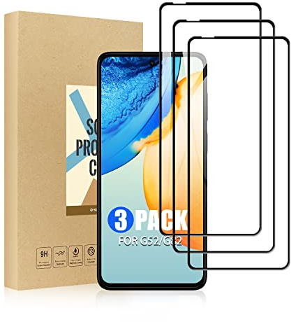 SCL Protector de pantalla compatible con Moto G52/G82 Protector de pantalla Motorola G52/G82 Película de vidrio templado [Paquete de 3], cobertura completa, fácil instalación, sin burbujas, dureza 9H