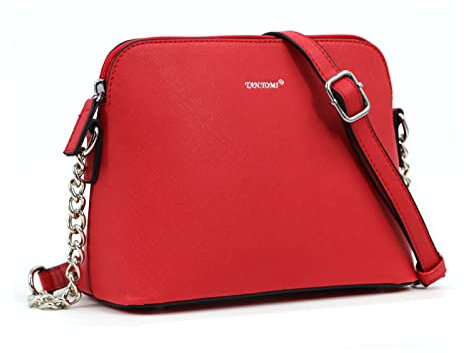 TANTOMI Umhängetasche Damen-Handtasche Damen Klein-Feste Crossbody Bag-Kette Schulterriemen Abendtasche Mode Elegant-Rot