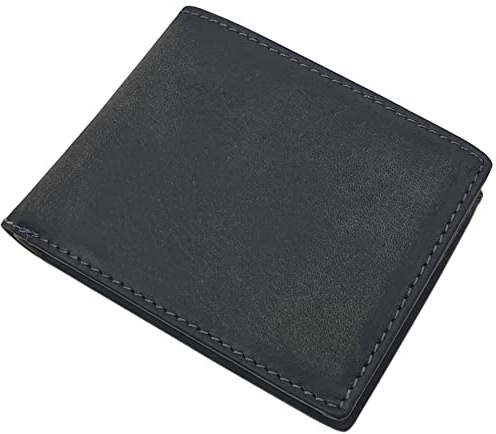 myledershop Büffel-Vollleder Geldbörse (Modell 2 / Querformat/Vintage-Grau) | RFID & NFC Schutz, Geldbeutel, Portemonnaie, Geldtasche