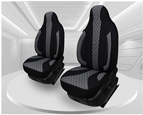 BREMER SITZBEZÜGE Maß Piloten Auto Schonbezüge kompatibel mit Renault Master 3 Fahrer & Beifahrer ab 2010 / Auto Sitzbezüge Schonbezug Set Autositzbezüge 2er Pack in Schwarz/Grau
