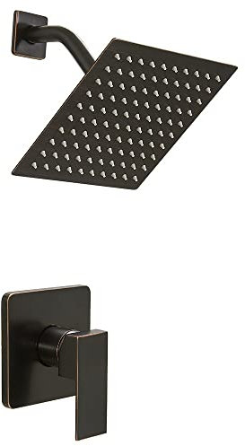 JingGang Ensemble de robinet de douche en bronze huilé avec pommeau de douche en acier inoxydable à fonction unique avec valve brute