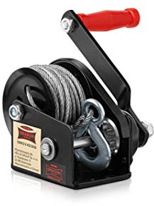 Dragon Winch Seilwinde Handseilwinde 800 lbs / 360 kg mit Haken und Stahlseil 10m zum von kleinen Booten, Motorrädern, Fahrzeugen und für den Einsatz in Werkstätten | selbstbremsende Reibungsbremse