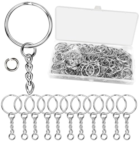 80PCS Key Chain Rings and 80PCS Open Jump Rings Metal Splits Key Ring Hoops (25mm) for DIY Crafts, Jewelry Making, Keyring Making