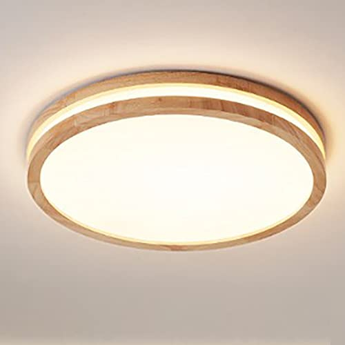 LIGKIN LED Deckenlampe Holz 24W Deckenleuchte Rund 30cm Warmweiß 3000K Durchmesser Modern Doppelte Lage Küchenlampe Lampe Wohnzimmer für Balkon Flur Babyzimmer Schlafzimmer