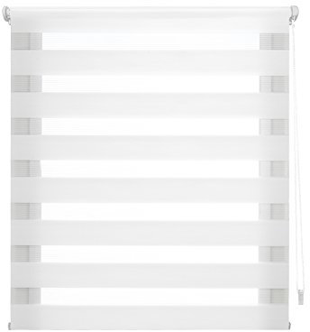 Decorblind | Estor Enrollable doble capa sin Herramientas y sin Taladrar, Medida Estor: 37x180 Ancho x Largo/Medida Tela Estor: 34x175 – Estor Noche y Día Color Blanco, Estores para ventanas