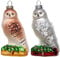 Set von 2 mundgeblasenen Glas Eule Weihnachtsschmuck für Weihnachtsbaum