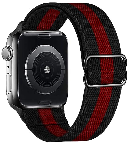 MroTech Cinturino Compatibile con Apple Watch 49 45 44 42 mm Cinturino di Ricambio per iWatch Series 8 7 6 5 4 3 2 1 SE Ultra 49mm 45mm 44mm 42mm Sportiva Nylon Watch Band Uomo Donna,Nero/Rosso/Black