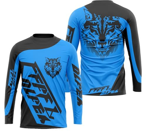 FFFF & OLFEH Herren Motocross Trikot Jersey,Radfahren Jersey Herren Mountainbike Langarm MTB T-Shirt,Shirt Downhill Fahrrad Jersey Schnelltrocknend (Hellblau,S)