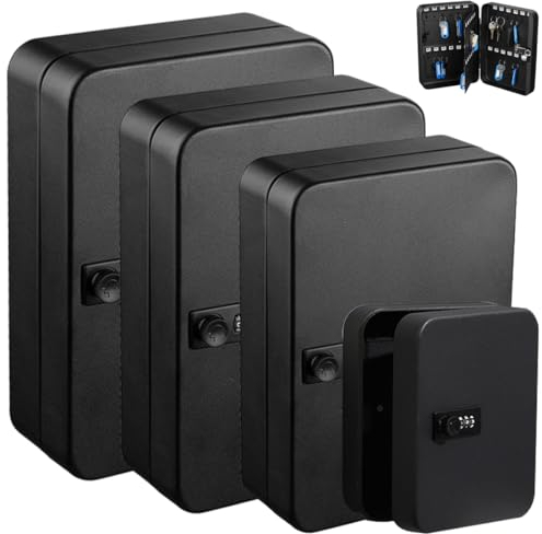 Weyot Schlüsselkasten Mit Haken Schlüsselschrank Mit Zahlencode Und Etikett Zahlenschloss Eisenkunst Schlüsselbox,Schwarz Schlüsseltresor Für Aussen Haus Schule,6 Bits