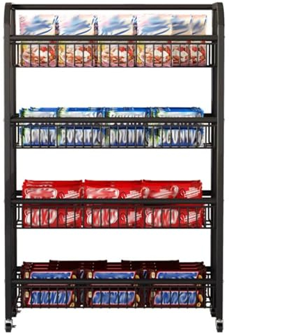 Snack-Regal im Supermarkt Display-Ständer für den Einzelhandel, Standregal für Snackwagen für Theke Supermarkt Haus mit Rad, Organizer Halter für Kartoffelchips Spielzeug Süßigkeiten Getränke ( Color