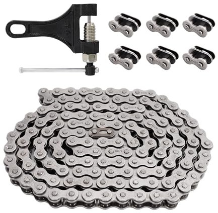 RUTU 420 Chaîne de Moto 132 Liens Chaîne à Rouleaux Standard avec Casseur de Chaîne Avec 6 Liens Principaux de Connexion Convient pour 110CC 125CC Pit Bike ATV Quad Kart Petit Vélo